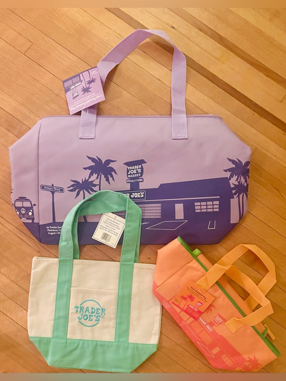 3 Trader Joe’s Bags-large and mini insulated bags and a mini canvas tote!